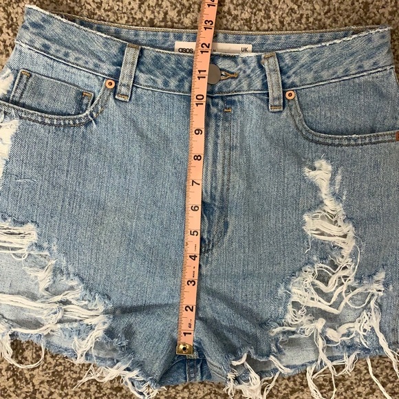 ASOS Side Split Distressed Denim Mom Jean Shorts - Picture 12 of 16